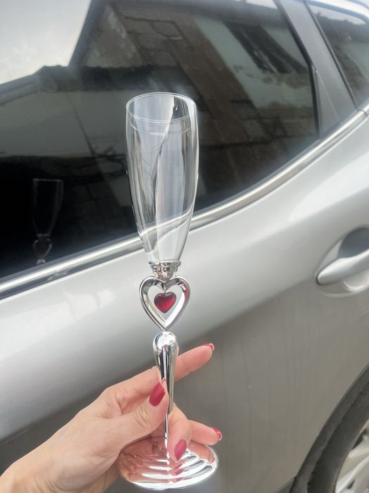 Свадебные  весільні металлические бокалы 2 шт Сердце