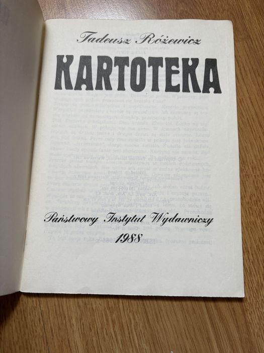 Kartoteka Tadeusz Różewicz 1988 wydanie