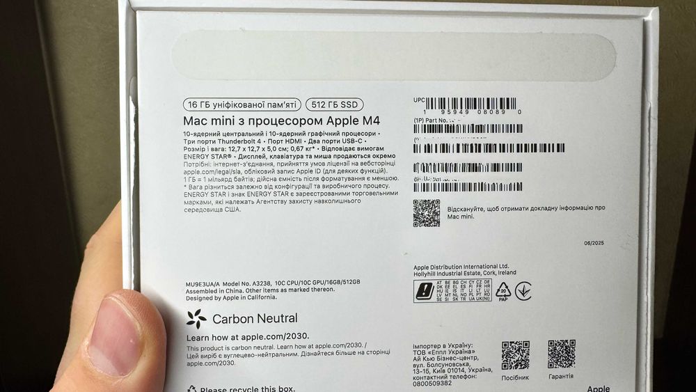 Apple Mac mini M4 16/512 (новий, 15 днів) + чек/гарантія, стан 10/10