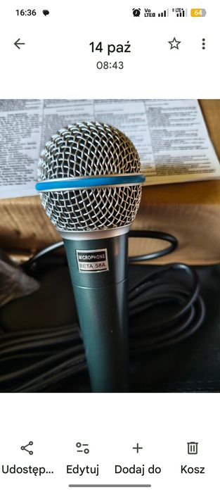 Nowy mikrofon estradowy Beta 58 a