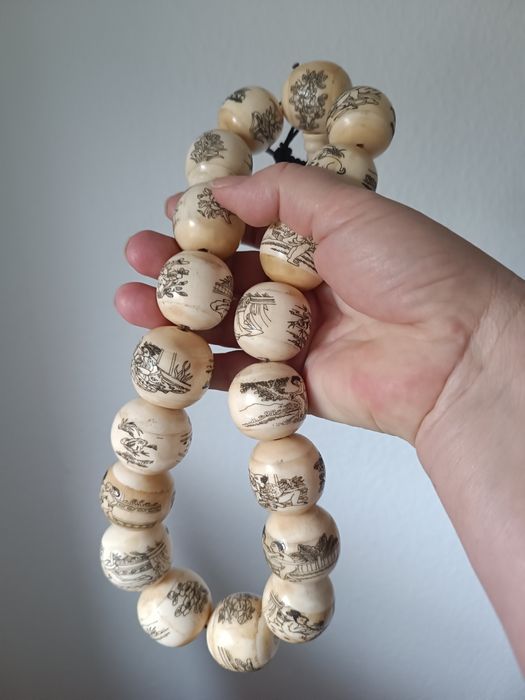 Бусы, четки старинные.Камасутра.Ручная роспись.Старый Китай.Вес 430 гр