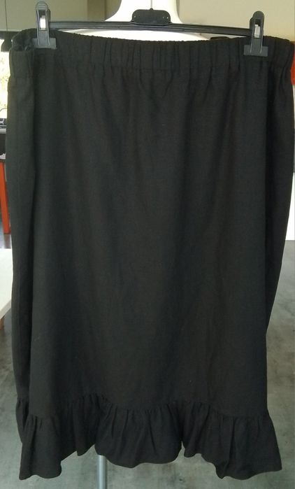 Czarna 100% lniana spódnica na gumce . Rozm. 22 /5XL/ 50.Pas 100 130cm