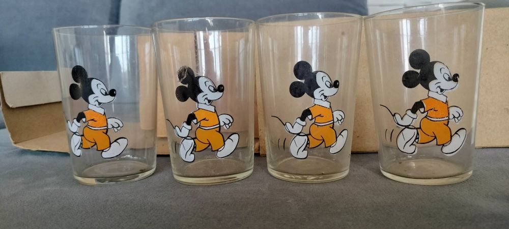 PRL Unikat-szklanki z Myszką Miki