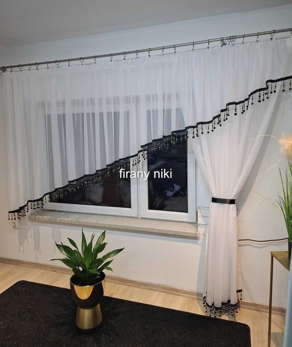 firana balkonowa czarne koraliki nr 171