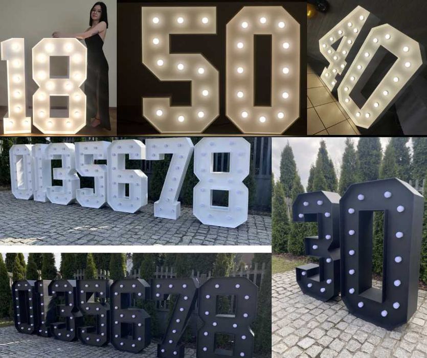Wynajem Cyfry Stojące LED | 1 | 18 | 20 | 30| NA URODZINY ITP