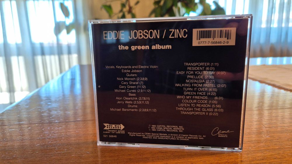 Vendo CD de música "The Green Album" (1983), do genial EDDIE JOBSON - RARIDADE!
