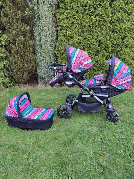 Wózek podwójny rok po roku bliźniaczy Onyx tandem