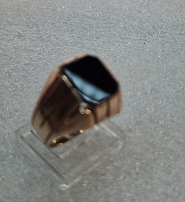 Piękny męski sygnet z onyksem Używany PR 375 rozm 21