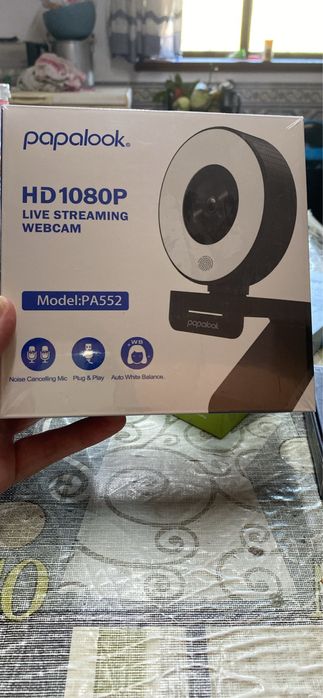 Camara Papalook Web cam modelo Pa552 com anel luminoso e microfone