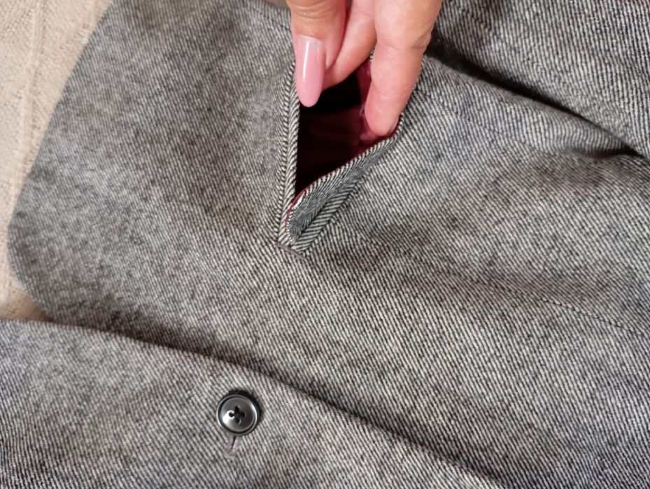 H&M 7-8L elegancka szara wełniana marynarka jodełka
