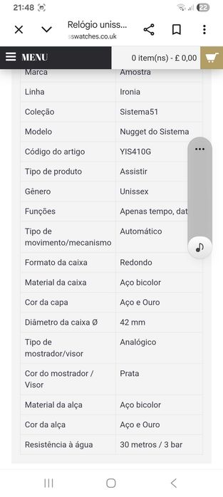 Relógio swatch automático