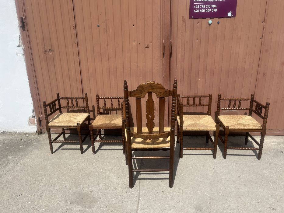 Krzesła tkackie narożne dębowe lite drewno