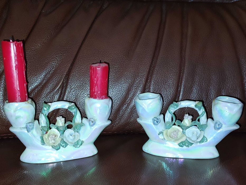 Подсвечник,Фарфор,подсвечники с цветами. Румыния