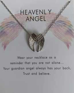 Naszyjnik skrzydła anioła, kolor srebrny