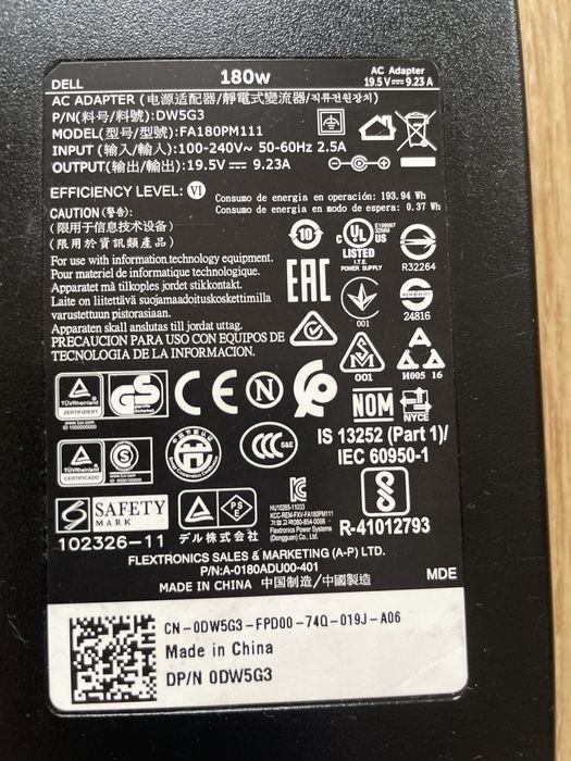 Stacja dokująca Dell z zasilaczem 180W