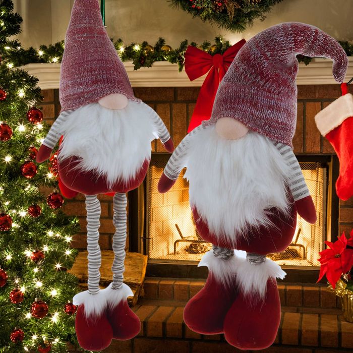 SKRZAT Krasnal Gnom ŚWIĄTECZNY Teleskopowy Mikołaj Stojący Duży 115cm