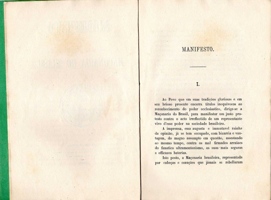 RARÍSSIMO Manifesto da Maçonaria do Brasil - Rio de Janeiro - 1872 !!!