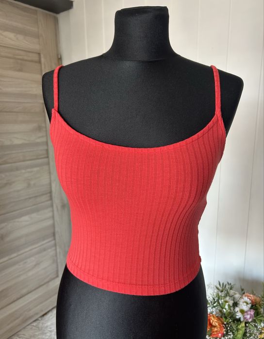 Czerwony crop top damski