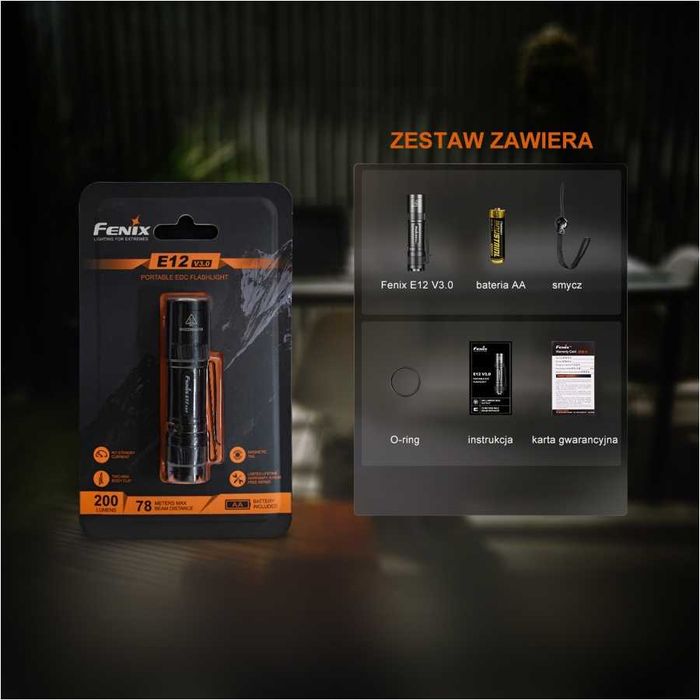 Fenix E12 V3.0 Latarka diodowa LED 200lm ZASIĘG 78 metrów!