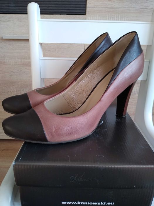 Buty na obcasie Kaniowski skórzane, eleganckie r.40/25.5 cm