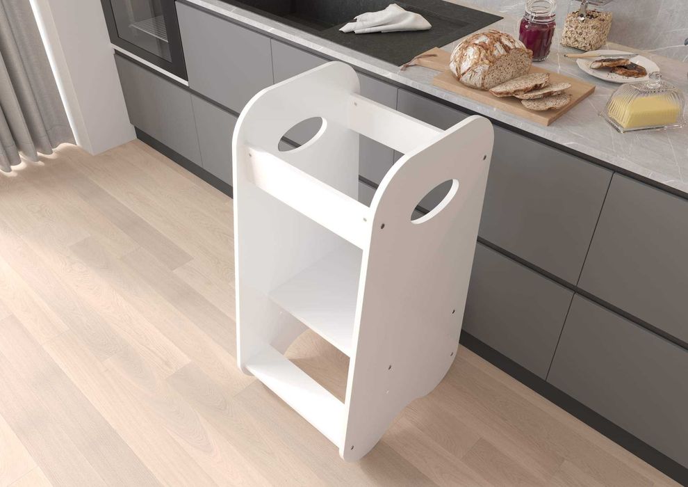 Kitchen helper Biały Pomocnik kuchenny Montessori dla dzieci Regulacja wysokości Promocja