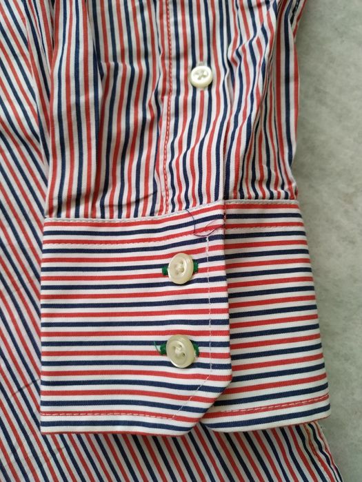 Koszula męska, Tommy Hilfiger, M, paski, długi rękaw, czerwień