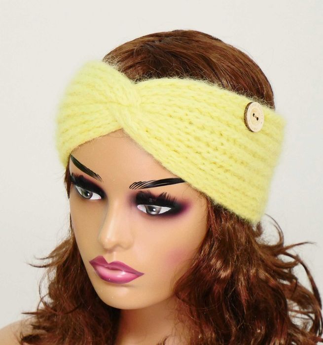 LaMel Opaska na głowę uszy Kid Moher Merino Jedwab handmade obw54-58cm