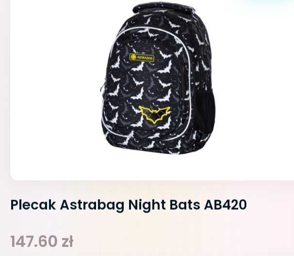 Plecak Astrabag Night bats czarny dla chłopca