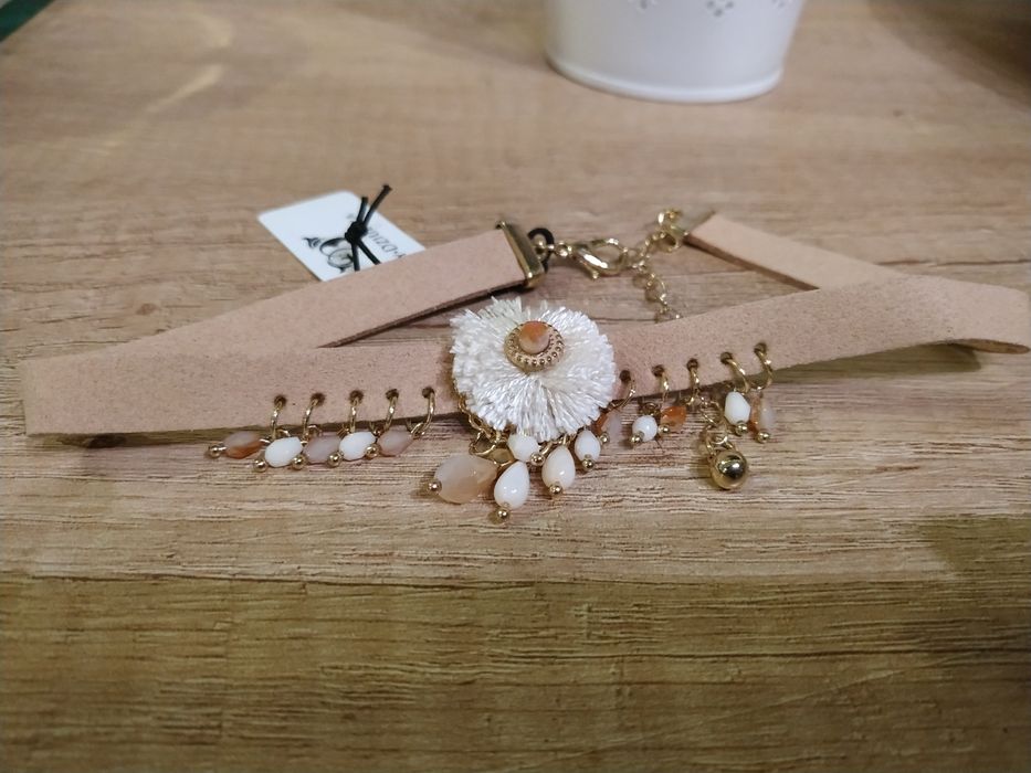 Nowy naszyjnik Boho beżowy byDziubeka