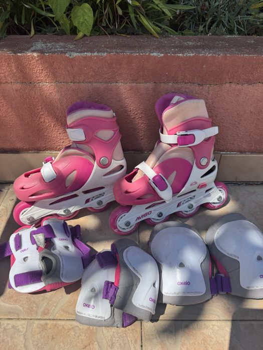 Patins de linha rosa e branco 31-35