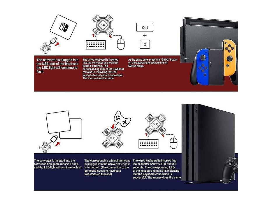 Adaptador teclado e rato para Compatível Com Ns/ Ps5/ Ps4/ Ps3/ SérieX