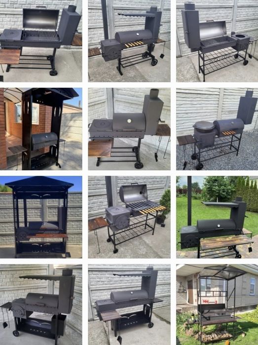 • 4мм! ПОСИЛЕНИЙ Мангал 4в1 з Дахом/Кришею, Коптильня та Піч Під Казан