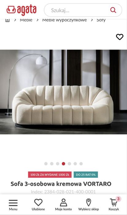Kremowa sofa AGATA MEBLE