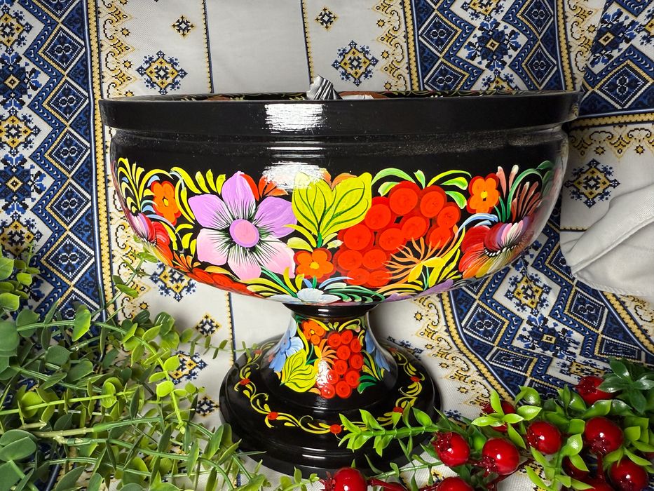 Цукерниця | Ваза для фруктів | Петриківський розпис