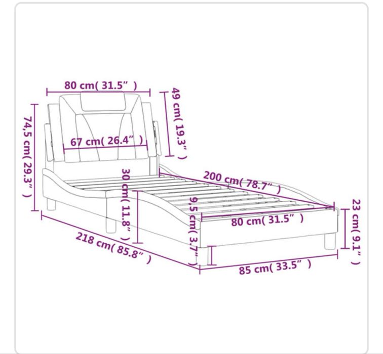 Cama de Solteiro com encosto de Cabeça e colchao de Espuma Viscoelasti