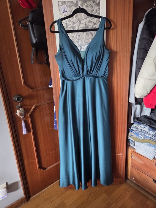 Vestido cerimónia comprido mulher verde