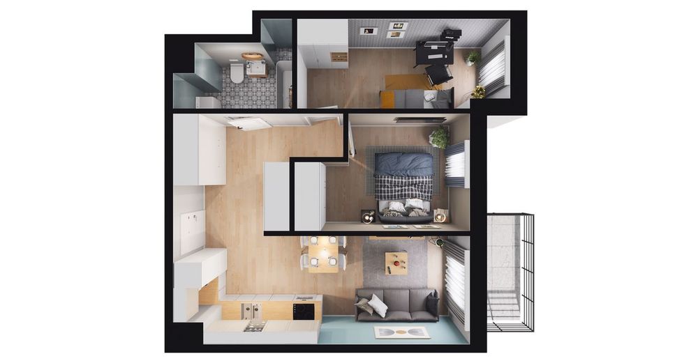 3-pokojowe mieszkanie 49m2 + balkon