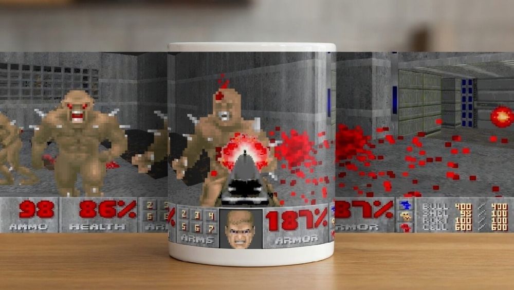 Doom 1 gra retro prezent dla gracza geeka kubek gadzet