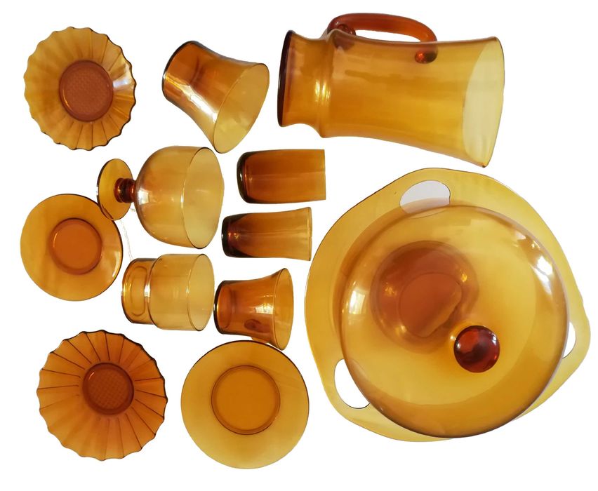 Szkło przeźroczyste brązowe deserowe, filiżanki ceramiczne