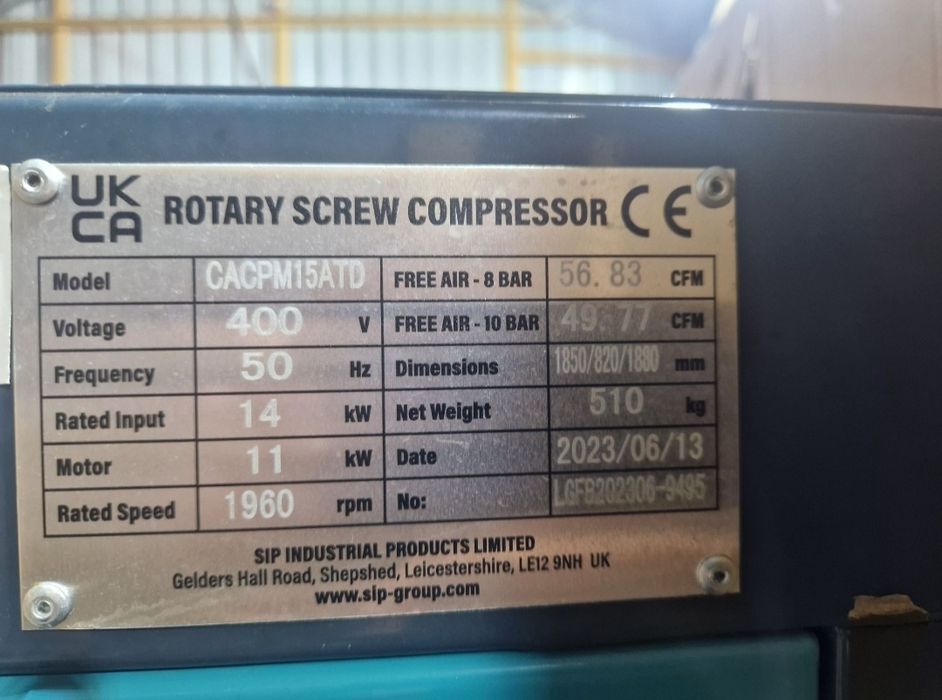 Kompresor  śrubowy SIP VSDD/RD 11kW 10bar 500ltr 400v
