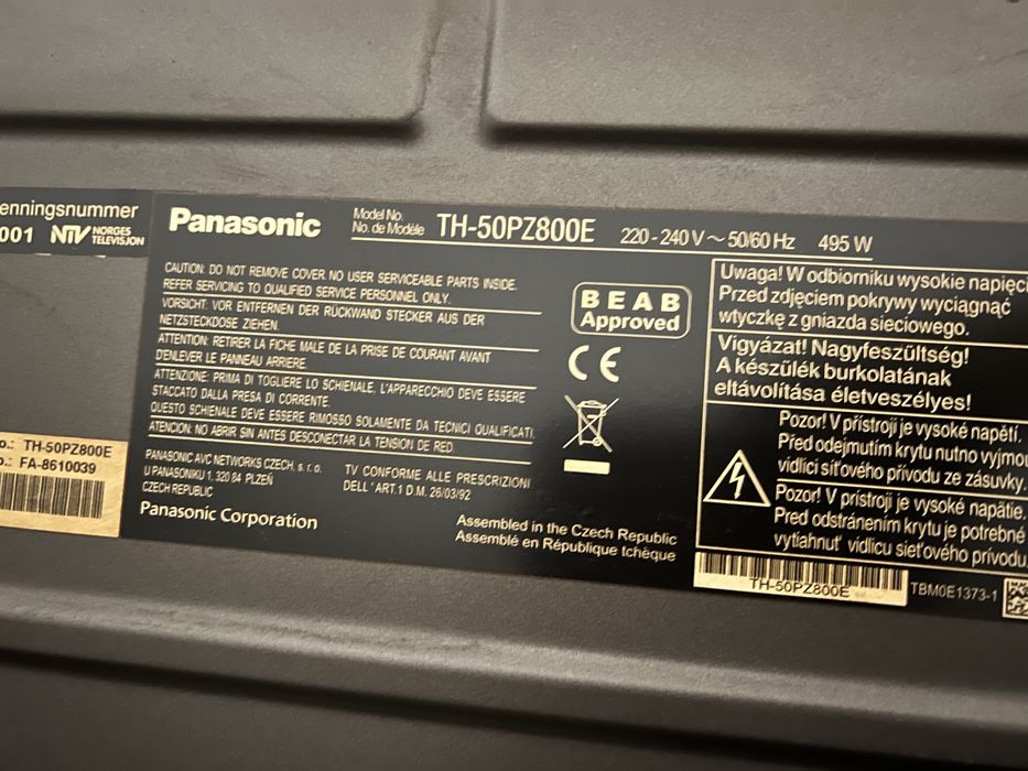 televisor de plasma Panasonic VIERA, modelo TH-50PZ800E com comando