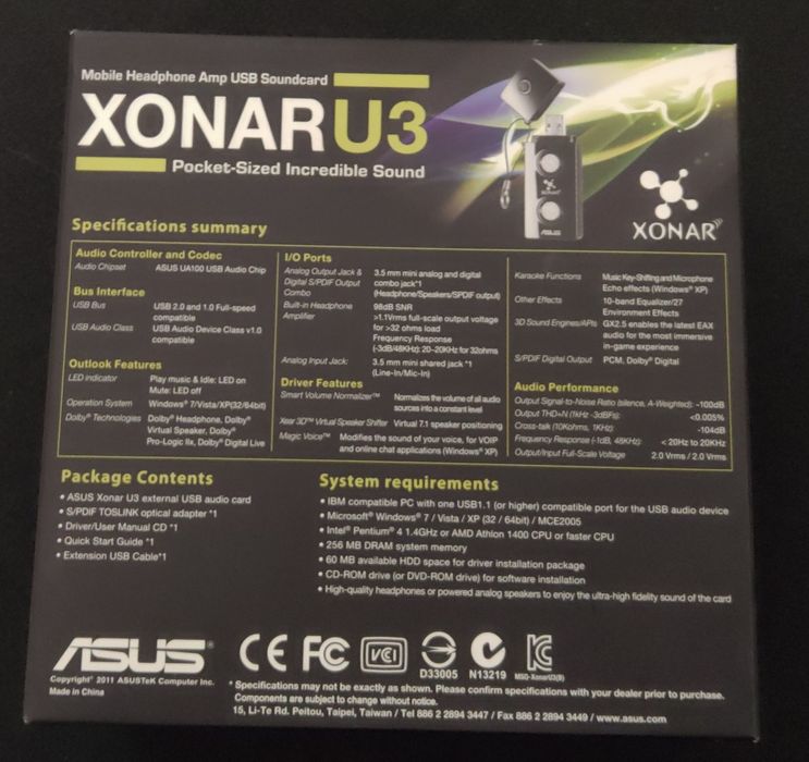 Placa de som ASUS Xonar U3