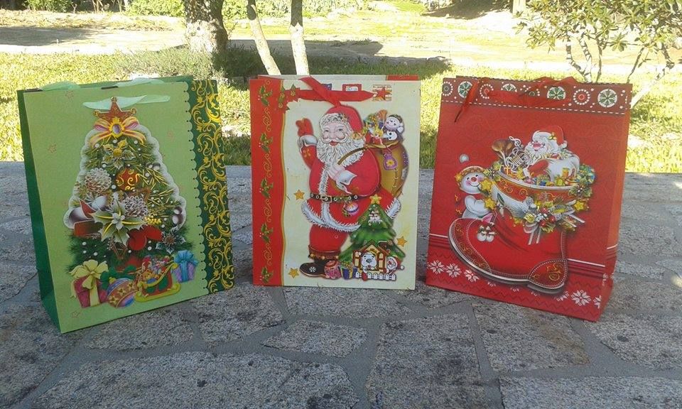 sacas / sacos de prendas Natal duplo cartão plastificado