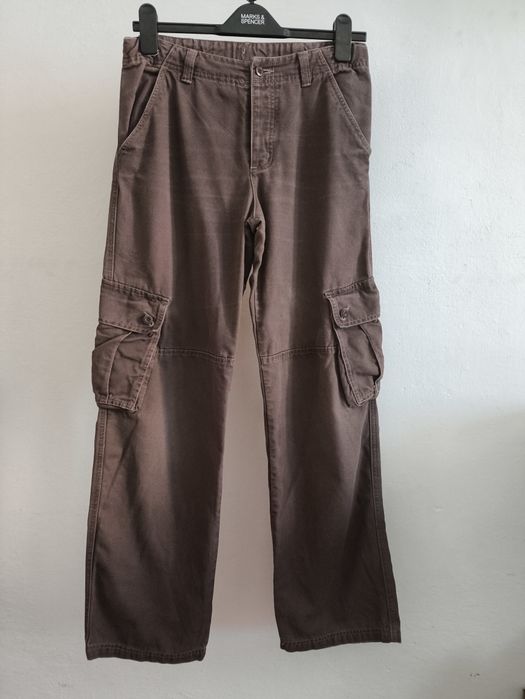 Decathlon Quechua 38 M bojówki brąz low waist cargo regular fit bawełna trekking