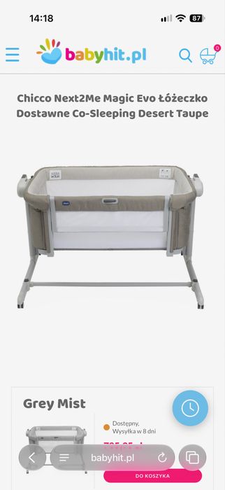 Chicco next2me magic evo desert taupe dostawka dla dziecka
