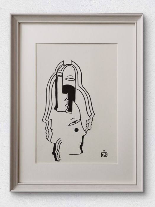 Grafika w ramie obraz abstrakcja surrealizm minimalizm japandi boho