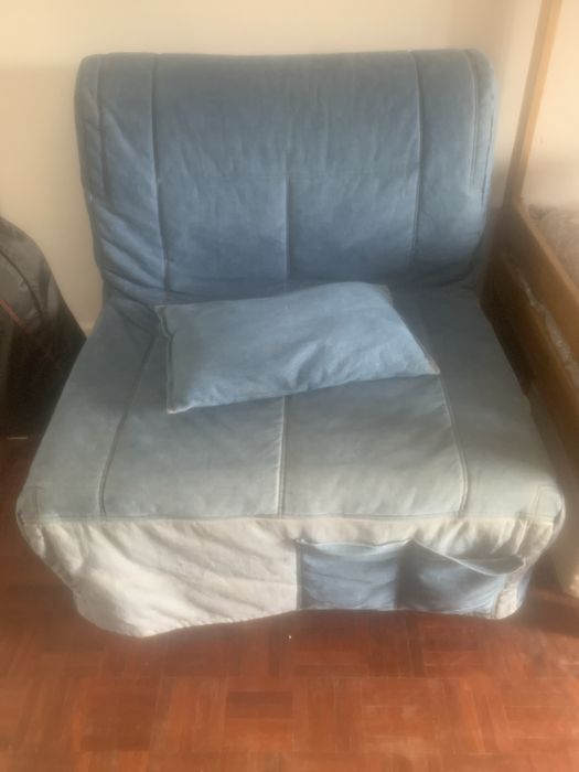 Sofá-cama IKEA LYCKSELE - capa em tecido jeans