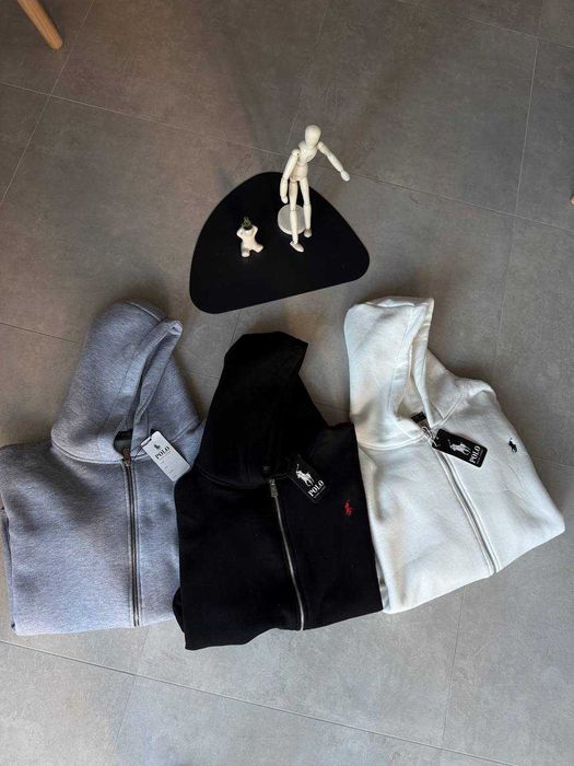 Bluza z kapturem Polo Ralph Lauren, biała, polarowa, zapinana na zamek