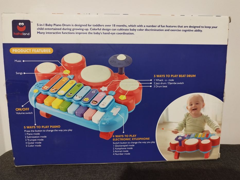 Pianino perkusyjne interaktywna zabawka muzyczna 5w1