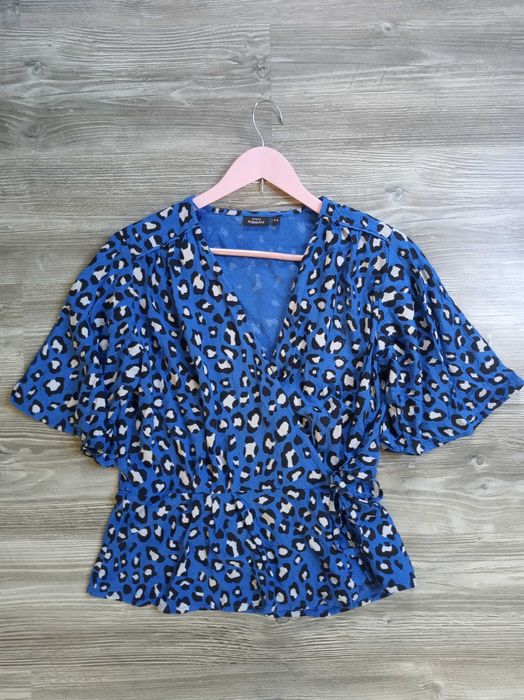 Bluzka kopertowa XL 42 KappAhl panterka wiązana szeroki rękaw krótki